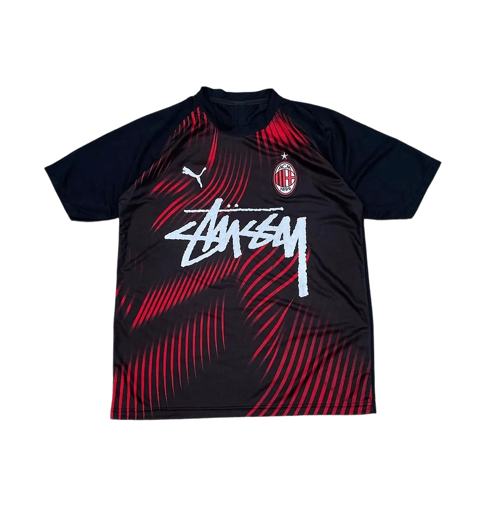 AC Milan X Stüssy Black and Red Football Jersey
