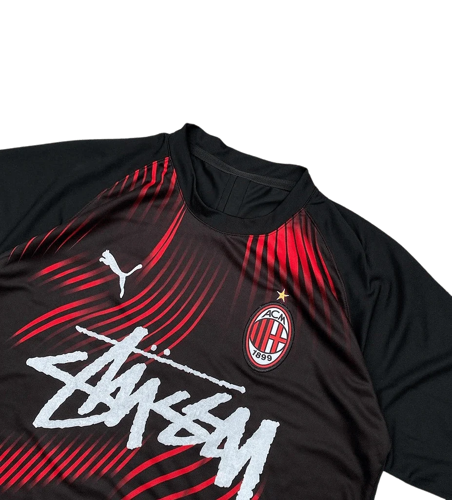 AC Milan X Stüssy Black and Red Football Jersey