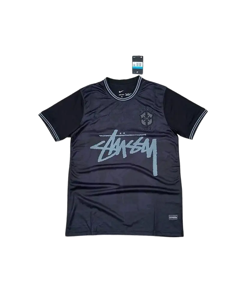 Brazil X Stüssy Black Football Jersey