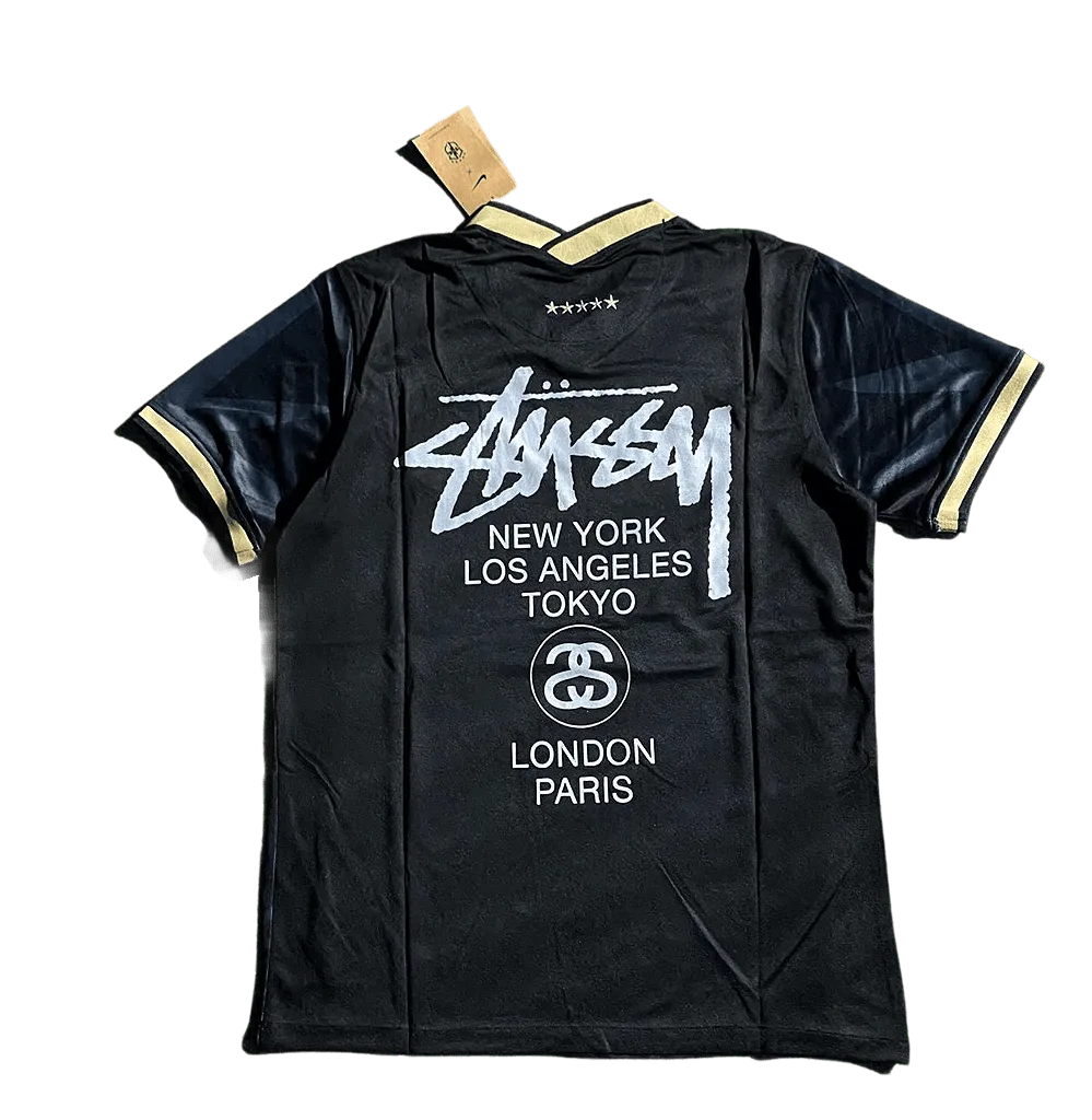 Brazil X Stüssy Black and Gold Football Jersey