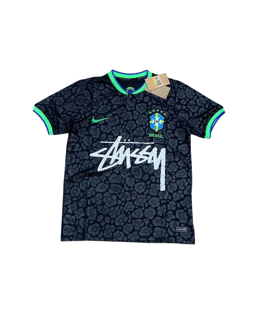 Brazil X Stüssy Black and Green Limited Edition Football Jersey