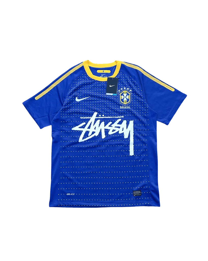 Brazil X Stüssy Blue and Yellow Football Jersey