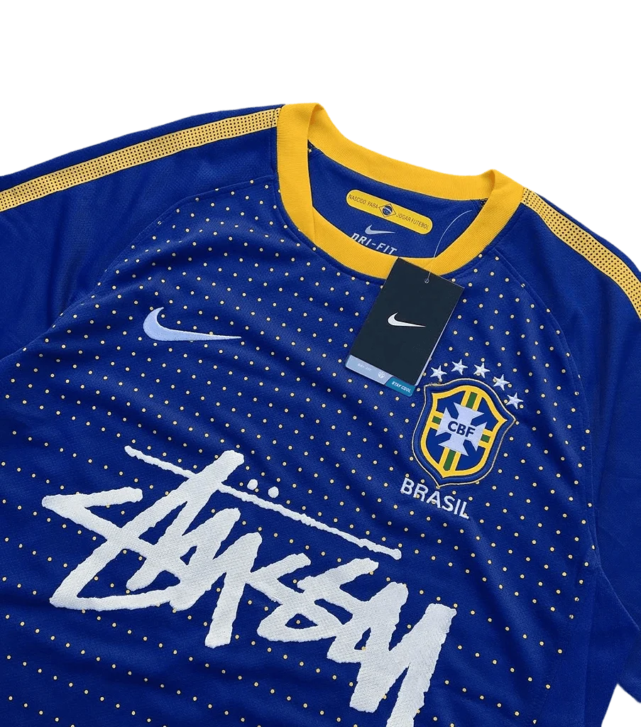 Brazil X Stüssy Blue and Yellow Football Jersey