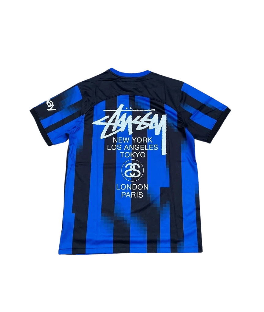 Inter Milan X Stüssy Blue and Black Football Jersey