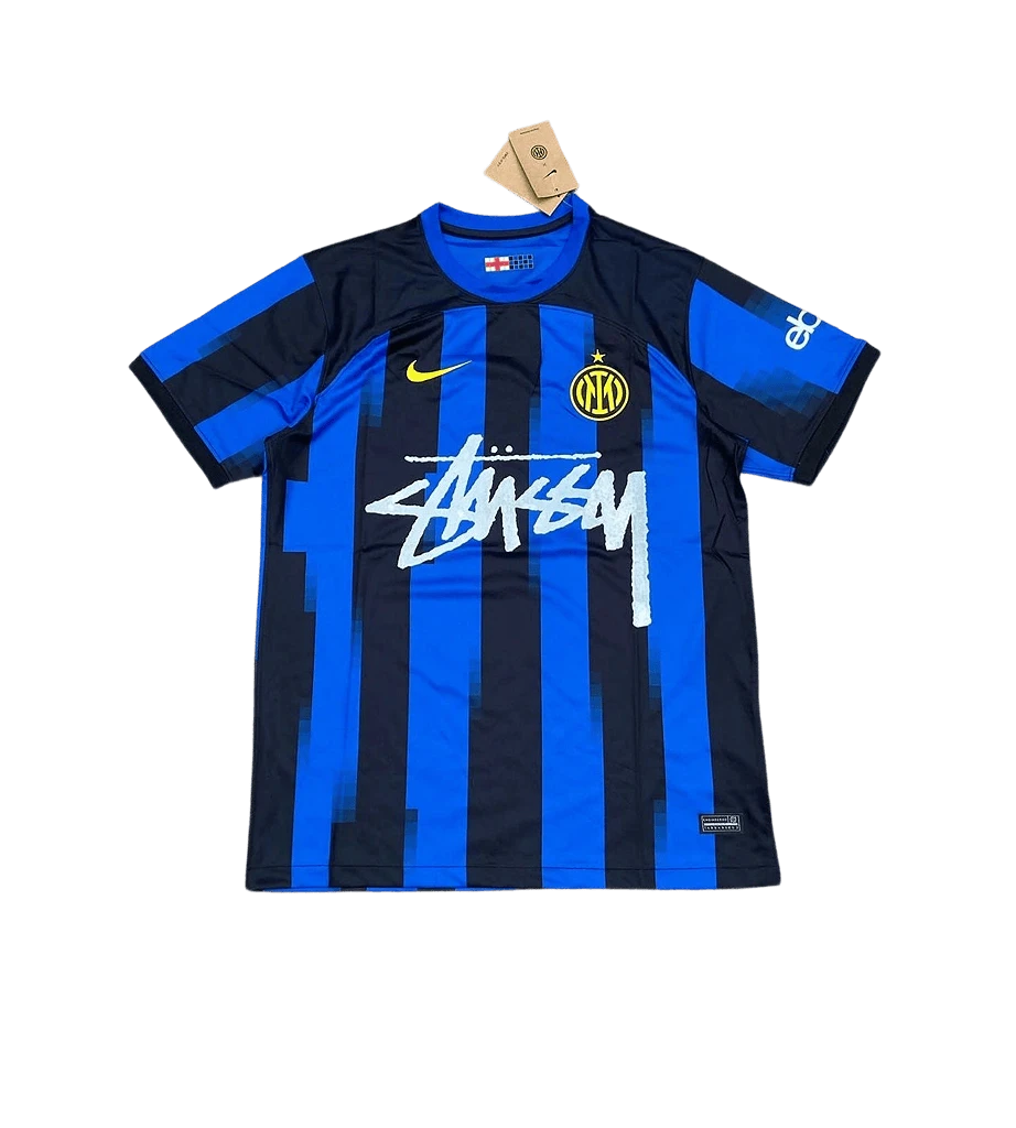 Inter Milan X Stüssy Blue and Black Football Jersey