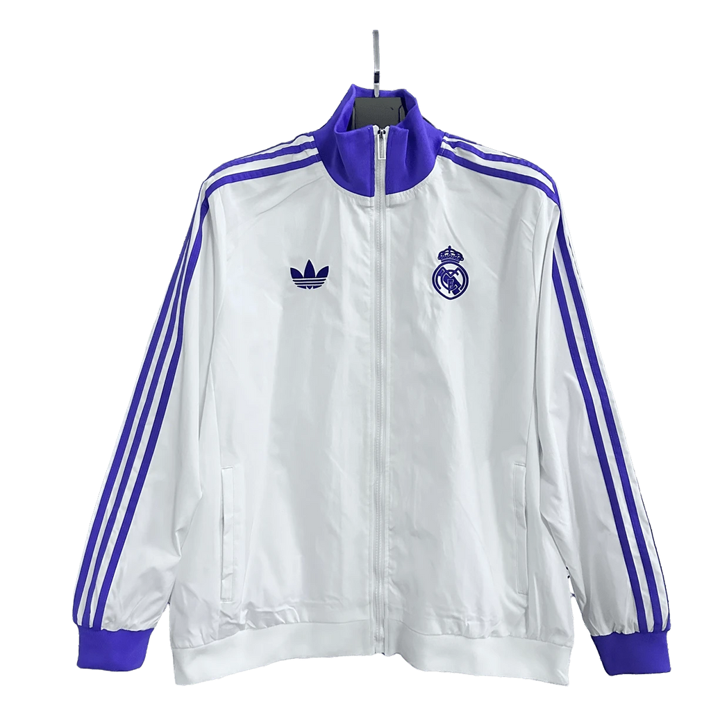 Real Madrid White and Blue Football Jacket
